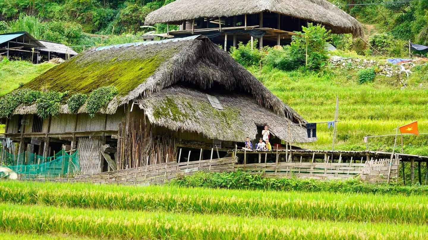 People walking through the streets of Thon Tha Village