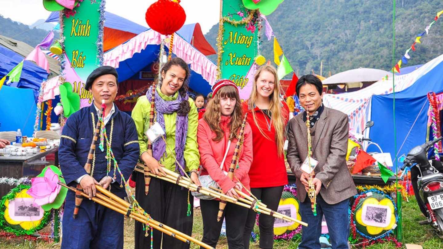 Locals in Thon Tha Village celebrating a traditional festival