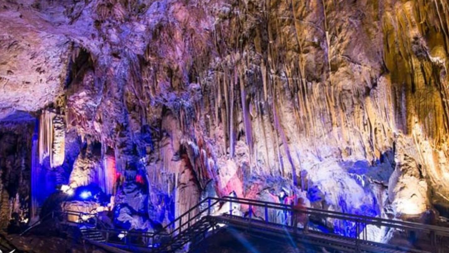 Vibrant colors of formations inside Lung Khuy Cave